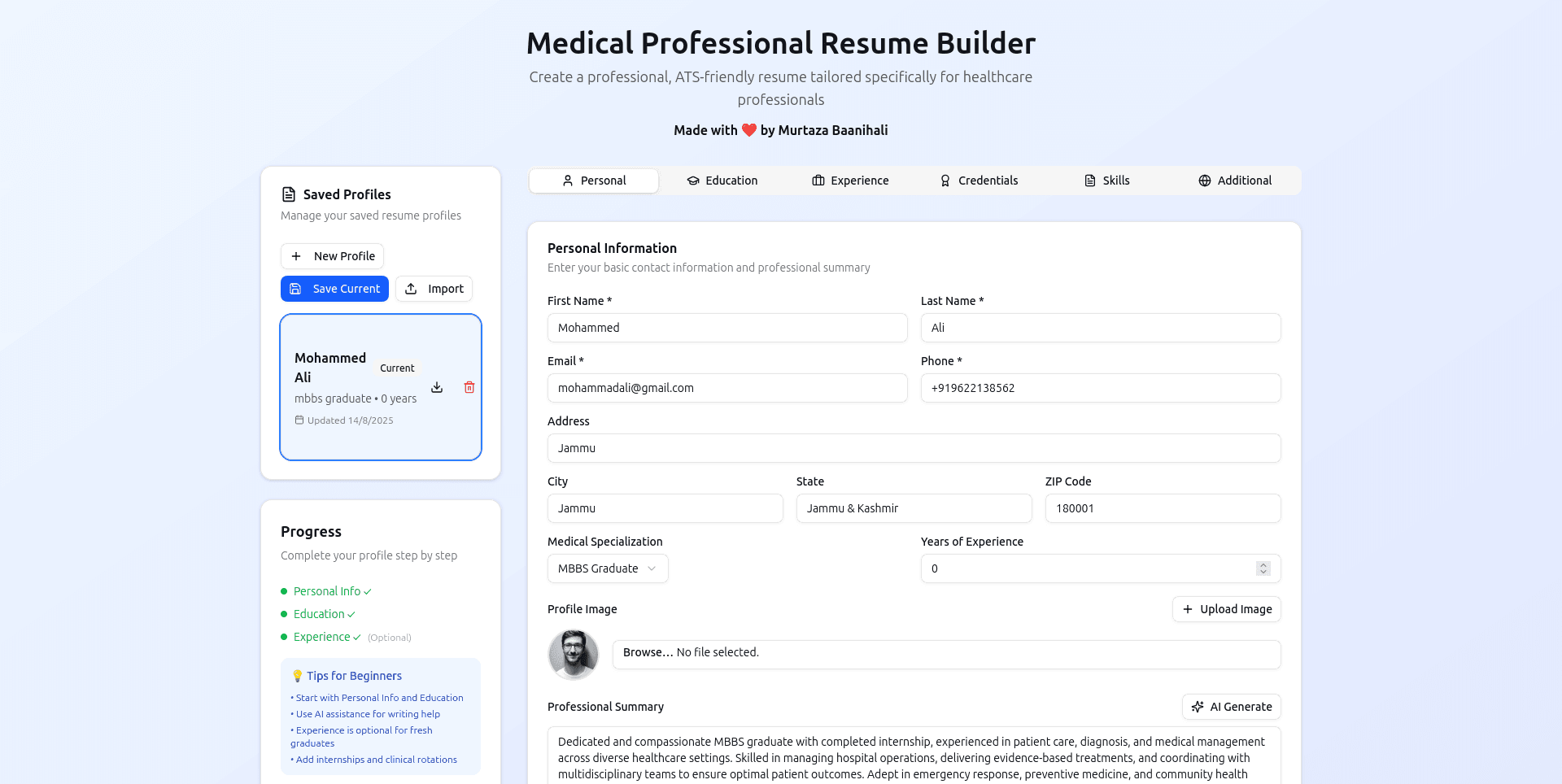 Professional Healthcare Resume Builder